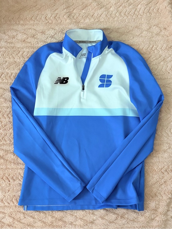 New Balance Tops - New Balance Blue & White Women's Half-Zip Sports Tour International